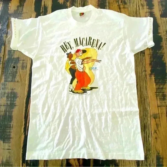 Vintage 90s Hey Macarena T Shirt Like New Condition Size L - Picture 1 of 6